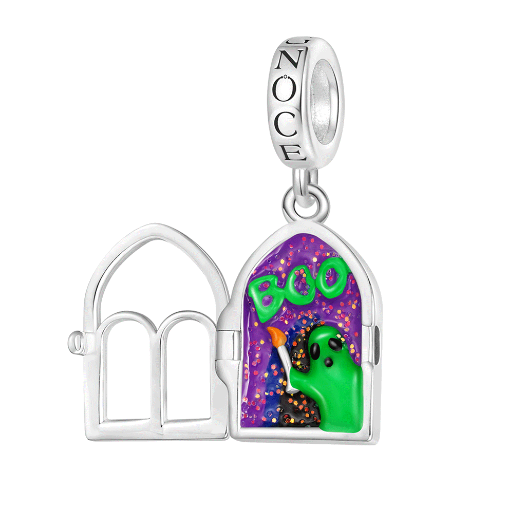 Gnoce Halloween Ghost Boo Spooky Window Pendant Dangle Charm_1