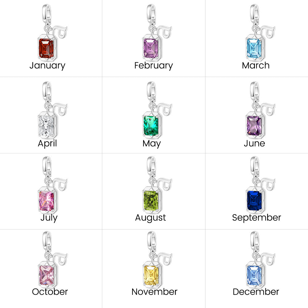 Gnoce Personalized Letter Square Birthstone Clasp Clusters Charm_8