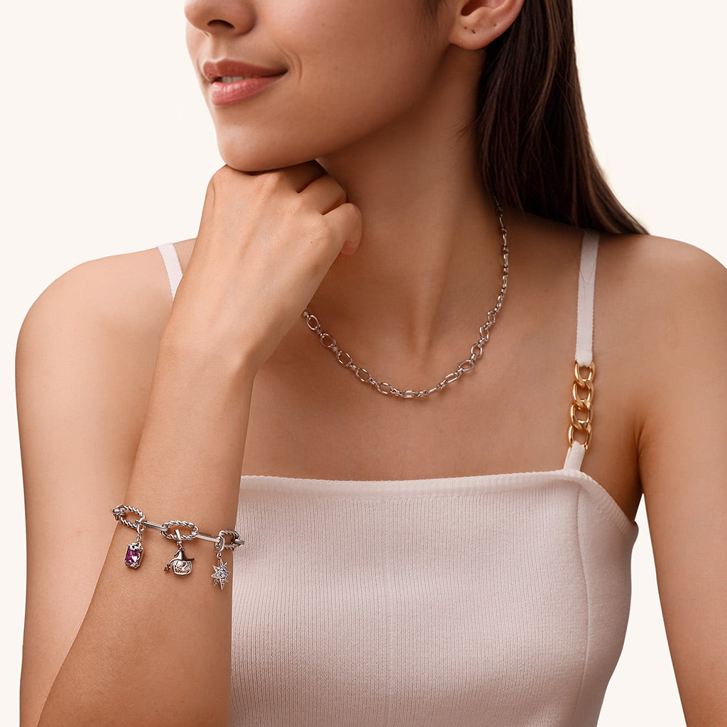 Gnoce Personalized Letter Square Birthstone Clasp Clusters Charm_5