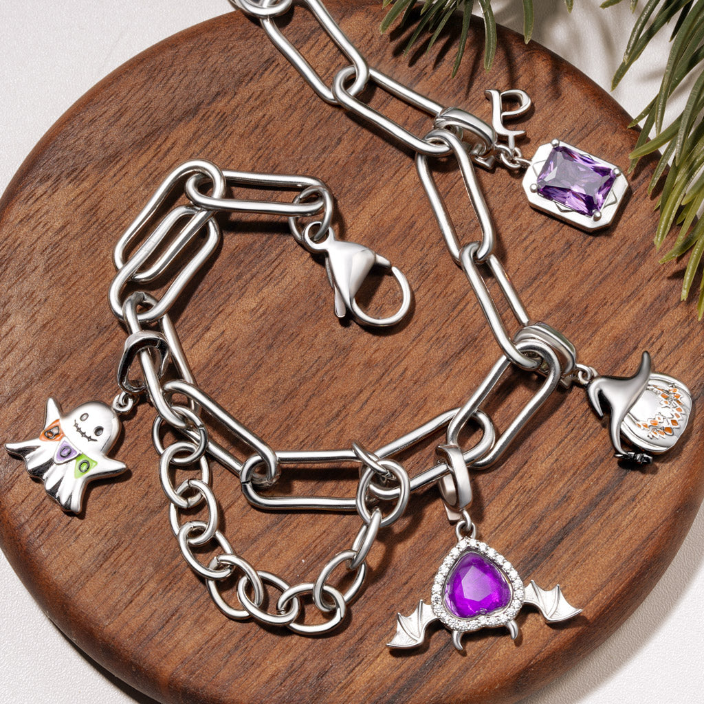 Gnoce Personalized Letter Square Birthstone Clasp Clusters Charm_4