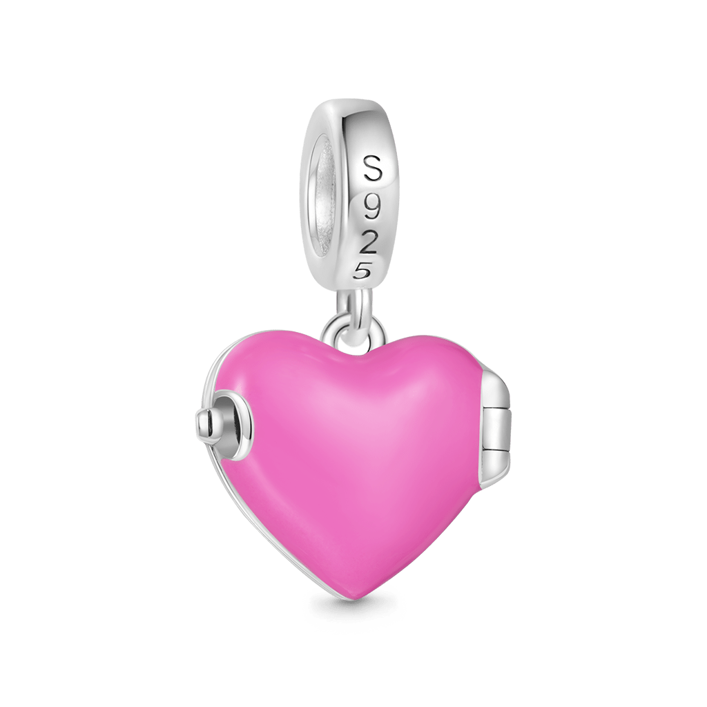 Gnoce Engravable Pink Heart-shape Brain Pendant Dangle Charm_4