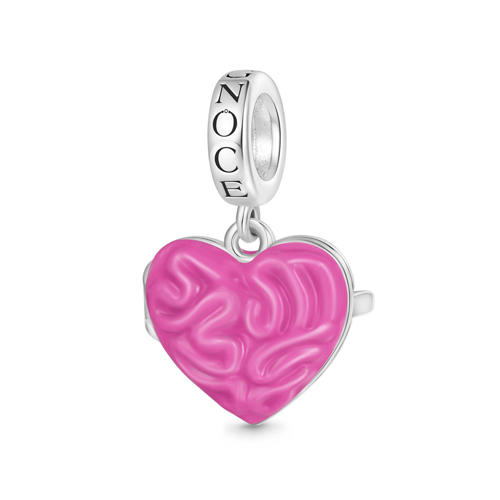 Gnoce Engravable Pink Heart-shape Brain Pendant Dangle Charm_3