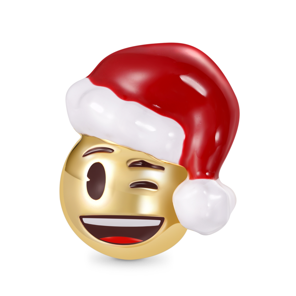 Gnoce emoji Santa Hat Winking Smiley Face Charm_1