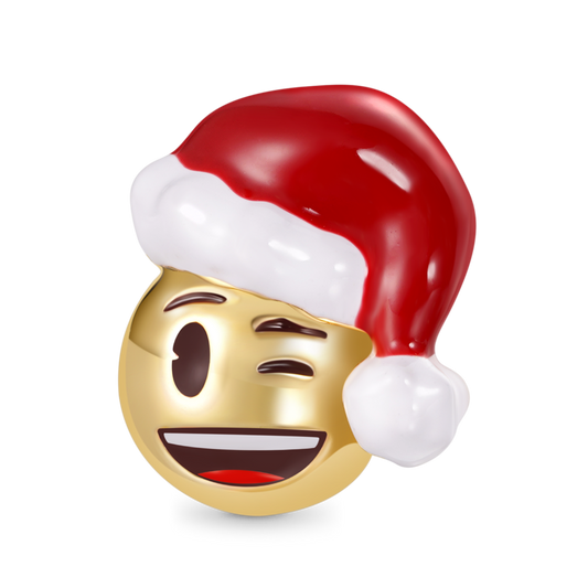 Gnoce emoji Santa Hat Winking Smiley Face Charm_1