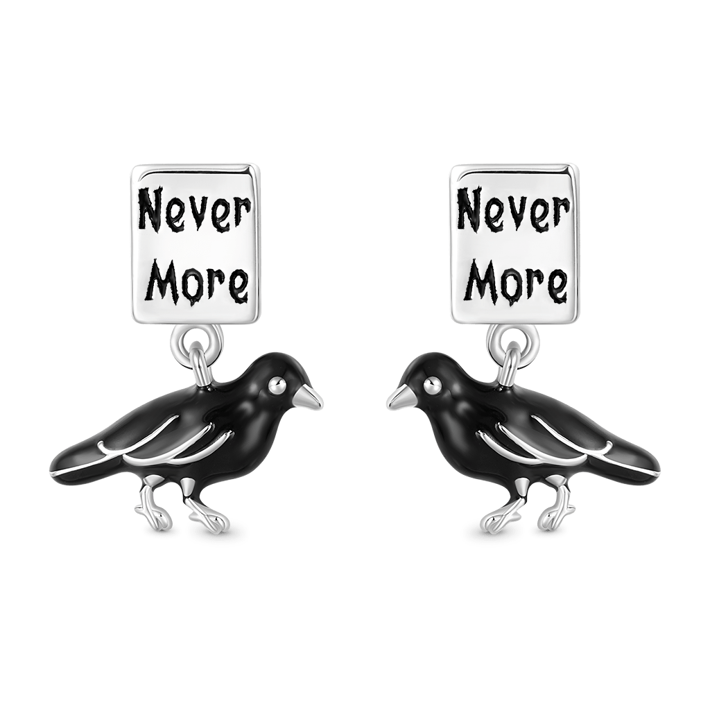 Gnoce Allan Poe 'Nevermore' Crow Stud Earrings_1