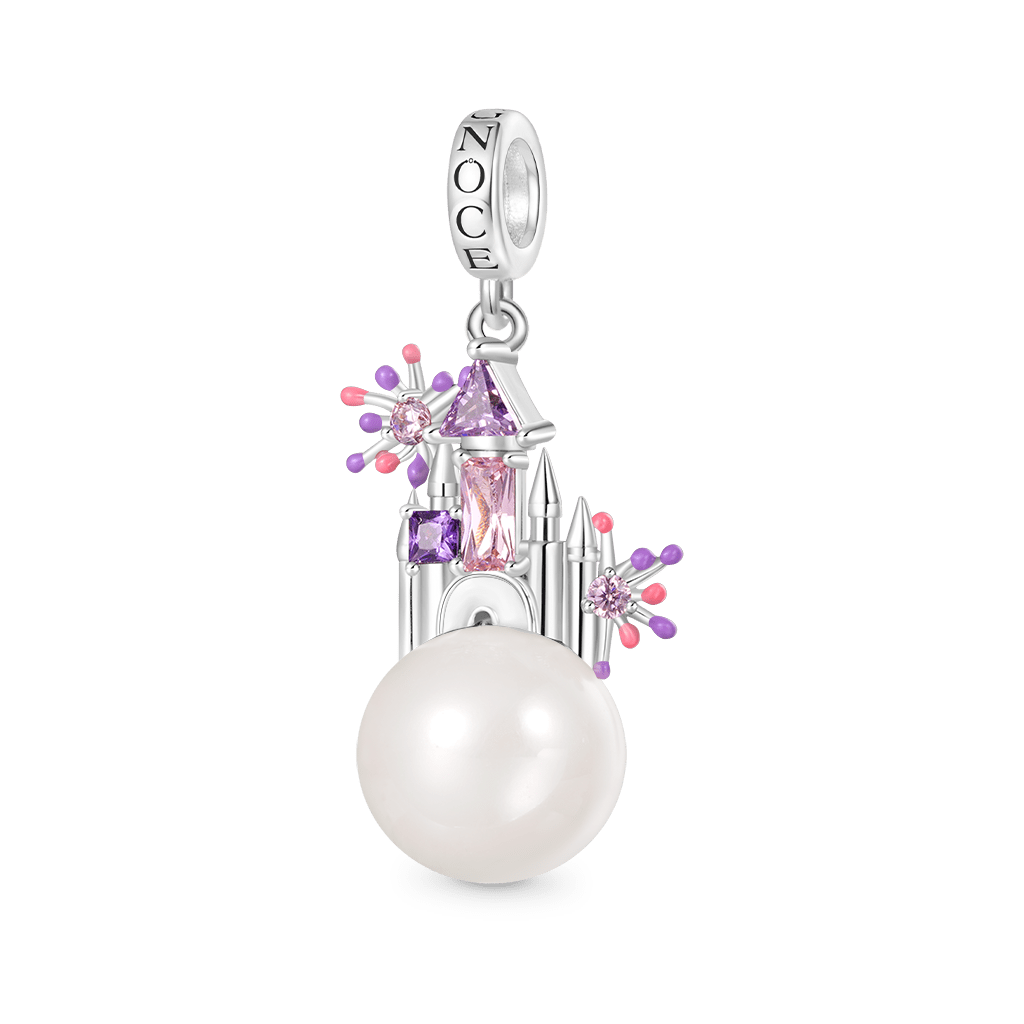 Gnoce White Pearl Castle Pendant Dangle Charm_1