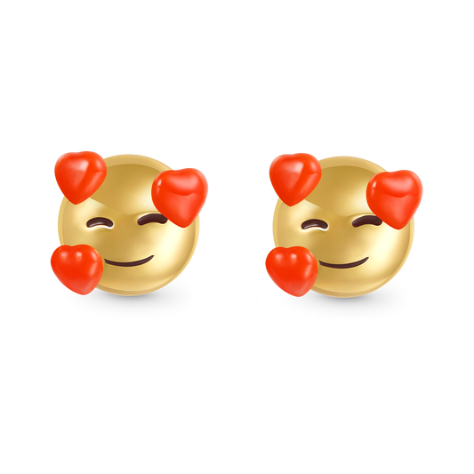 Gnoce emoji Smiling Face with Hearts Stud Earrings_1