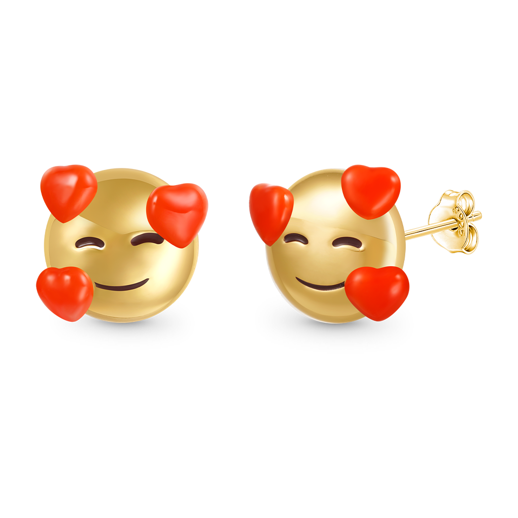 Gnoce emoji Smiling Face with Hearts Stud Earrings_2