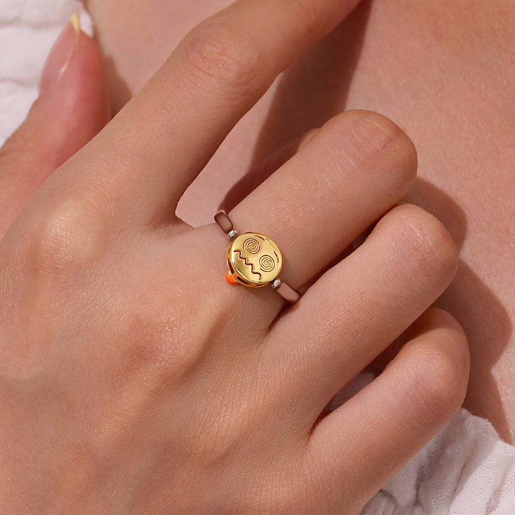 Gnoce emoji Zanny Face Reversible to Dizzy Face Ring_7
