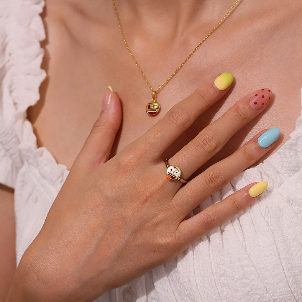 Gnoce emoji Zanny Face Reversible to Dizzy Face Ring_5