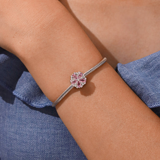 Gnoce Delicate Pink Gemstone Flower Charm_5