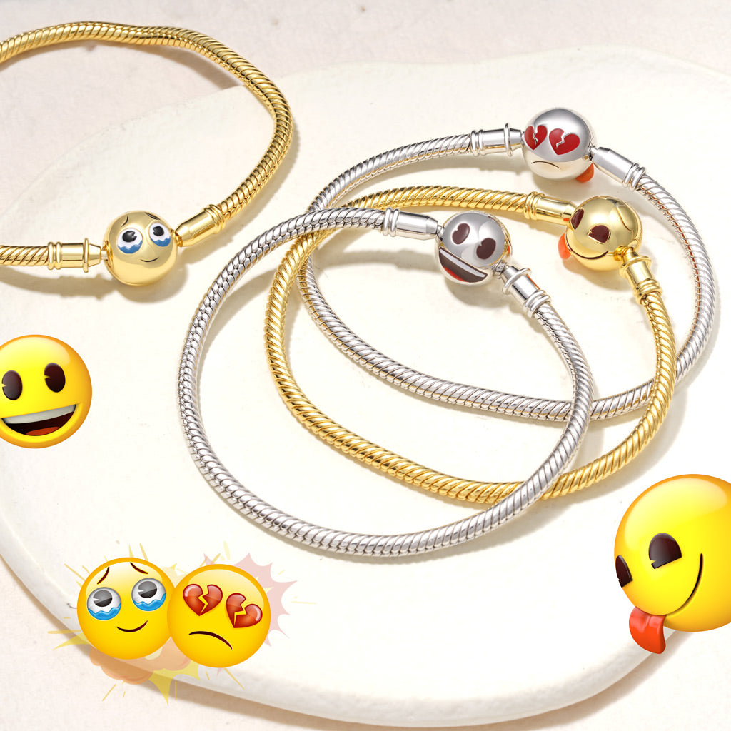 Gnoce emoji Smiling Face & Crying Face Basic Bracelet_5