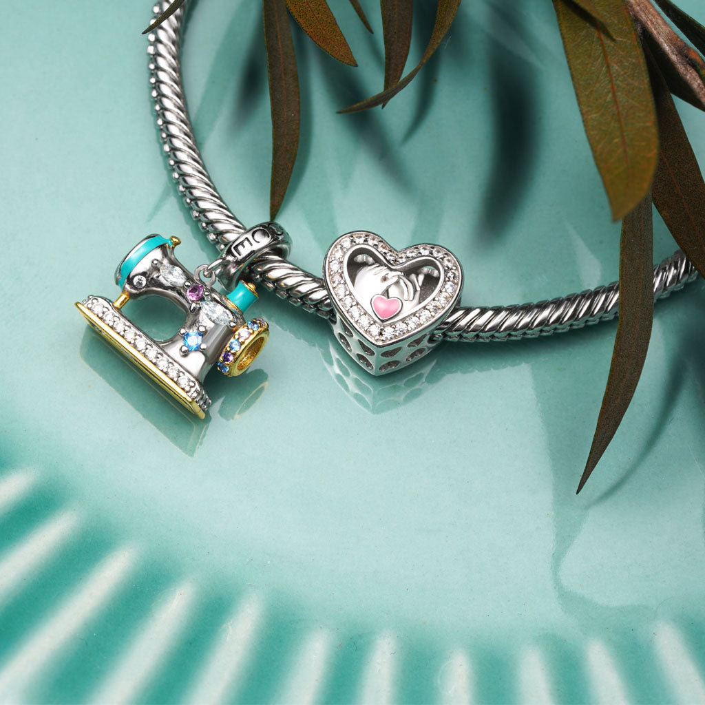 Gnoce Green Happy Sewing Machine Pendant Dangle Charm_3