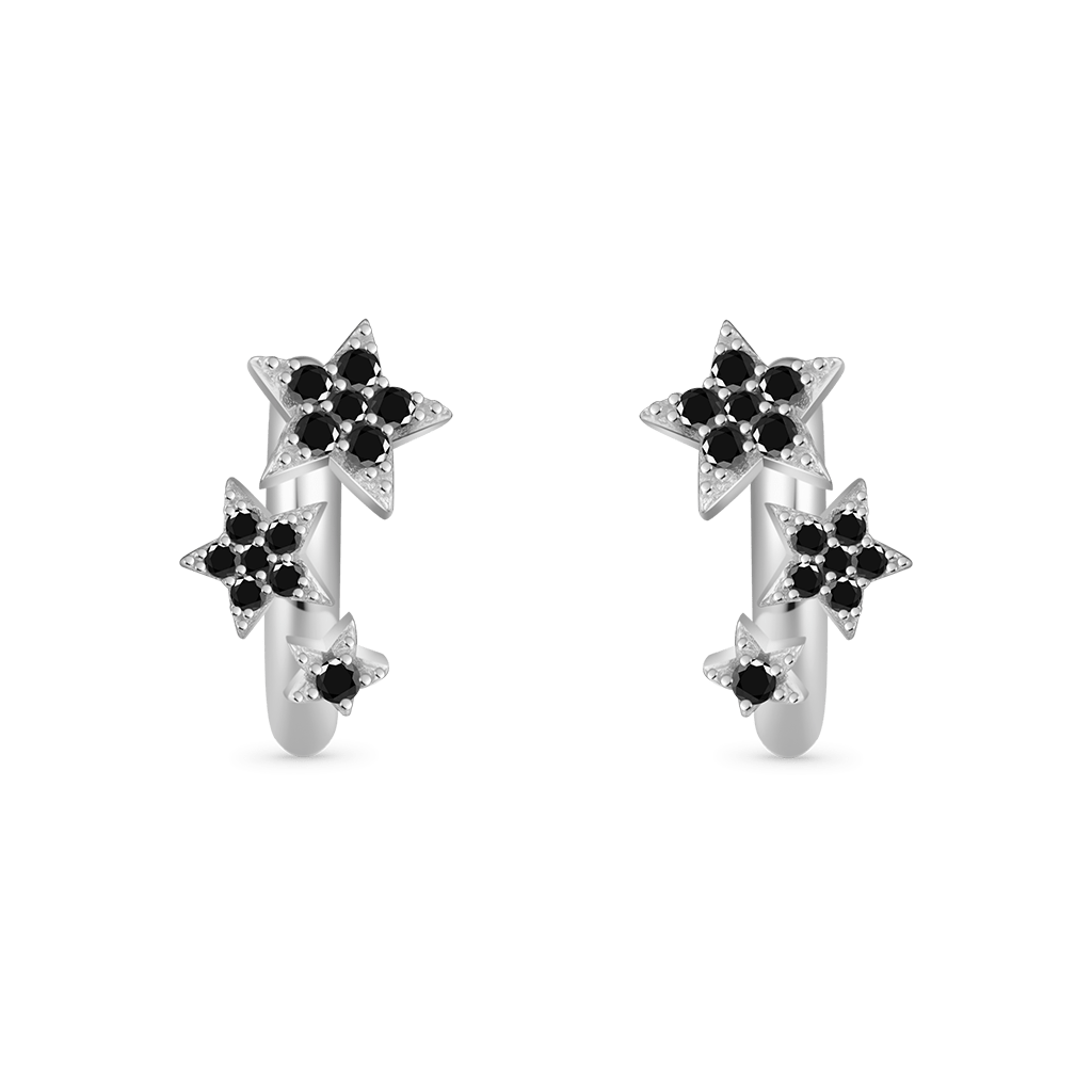 Gnoce Pentagram Design Shiny Hoop Earrings_2