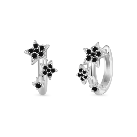 Gnoce Pentagram Design Shiny Hoop Earrings_1