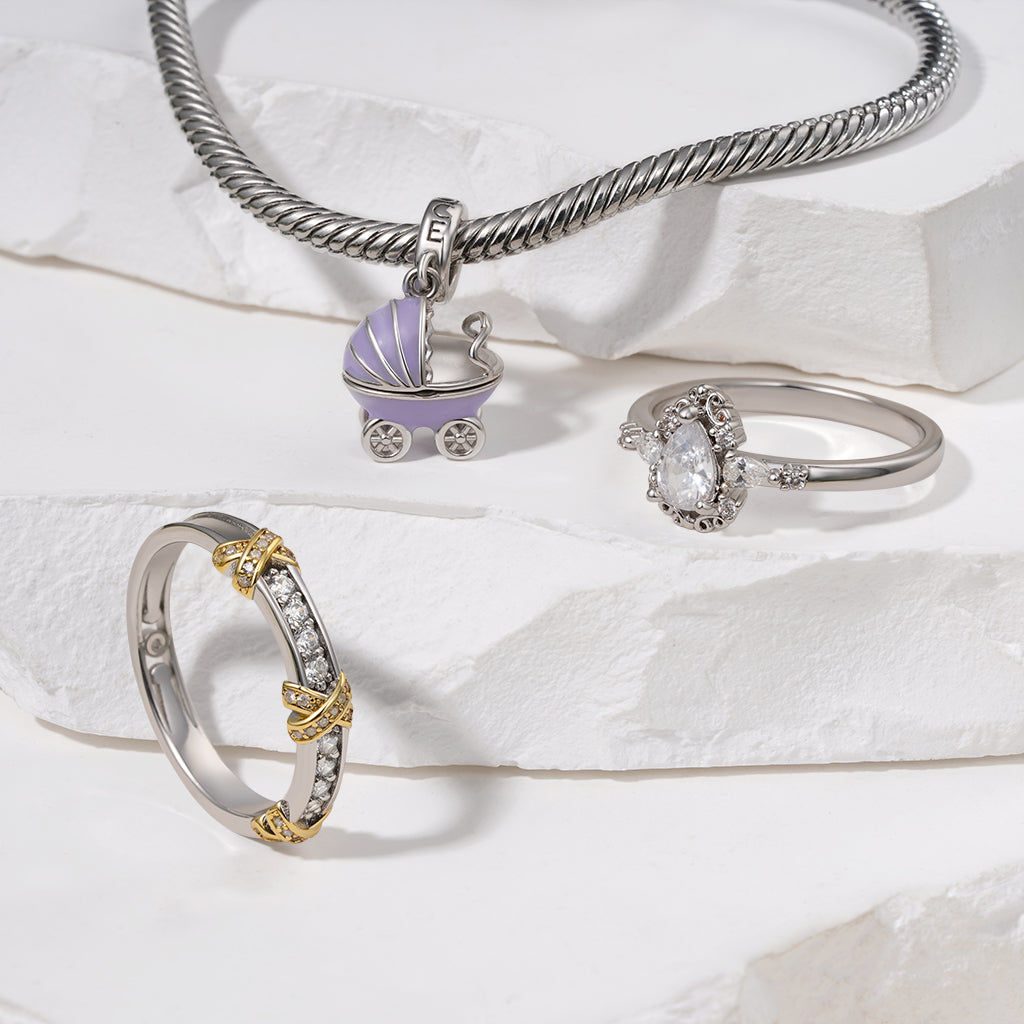 Gnoce Baby Boy and Girl Openable Stroller Pendant Dangle Charm_4