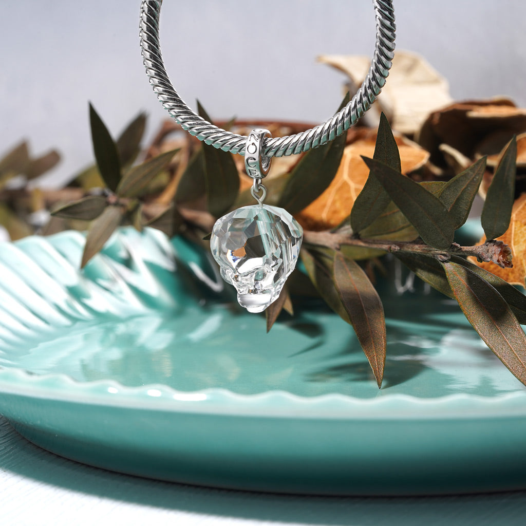 Gnoce Halloween Crystal Skull Pendant Dangle Charm_3