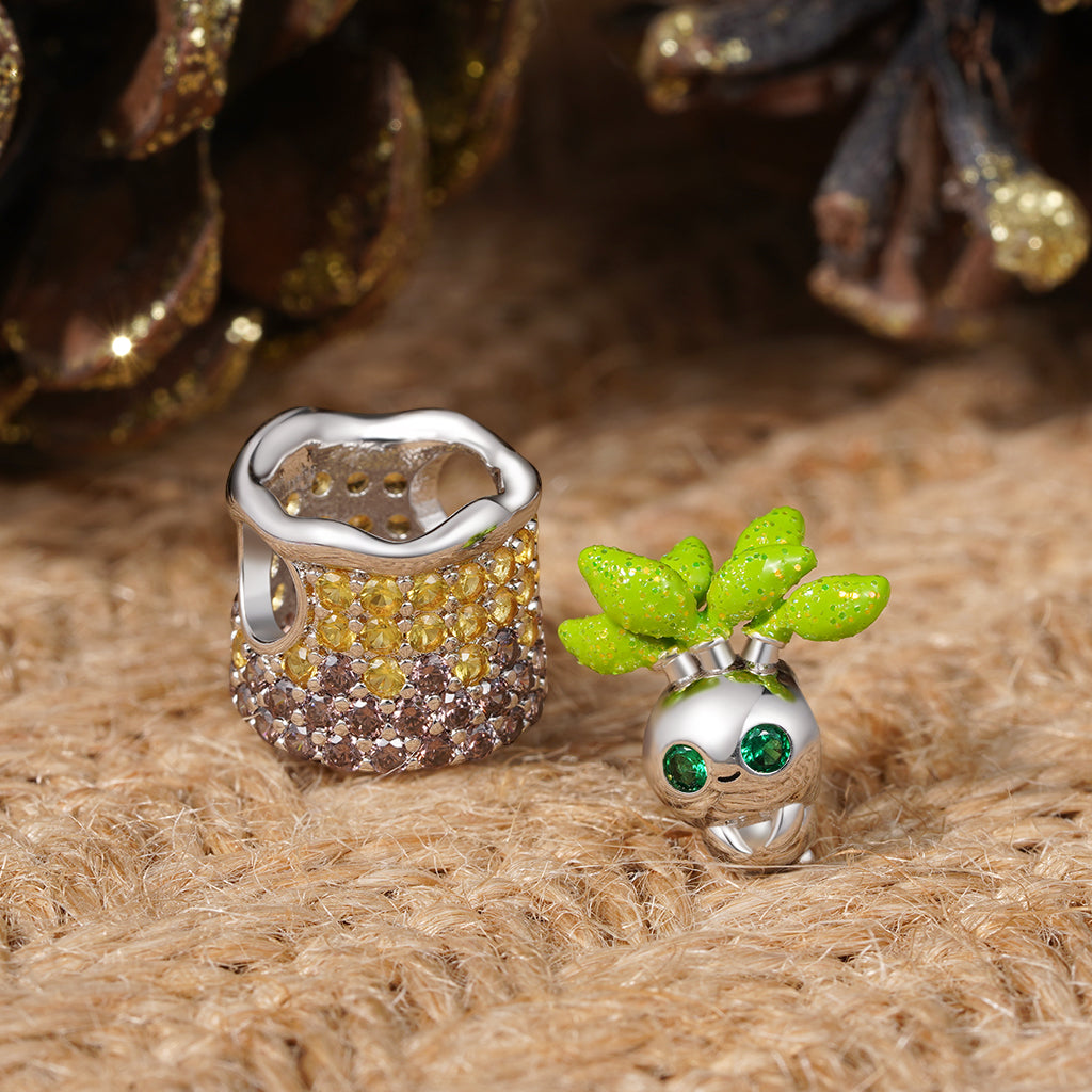 Gnoce Cute Elf Potted Plant Double-layer Charm_5