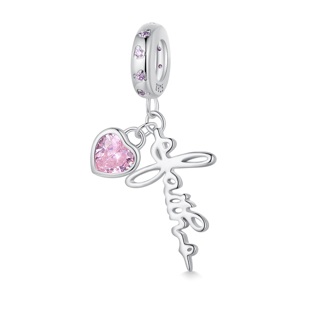 Gnoce Pink Heart Faith Pendant Dangle Charm_1