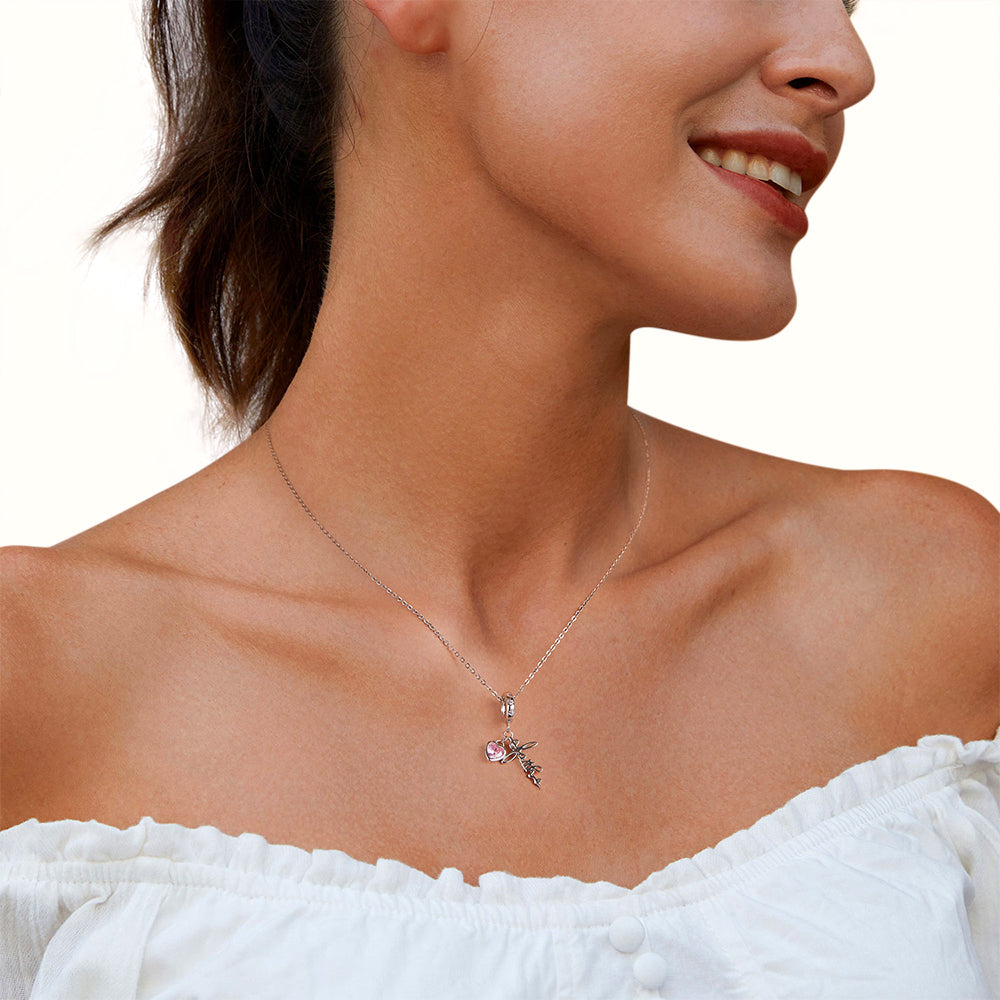 Gnoce Pink Heart Faith Pendant Dangle Charm_6