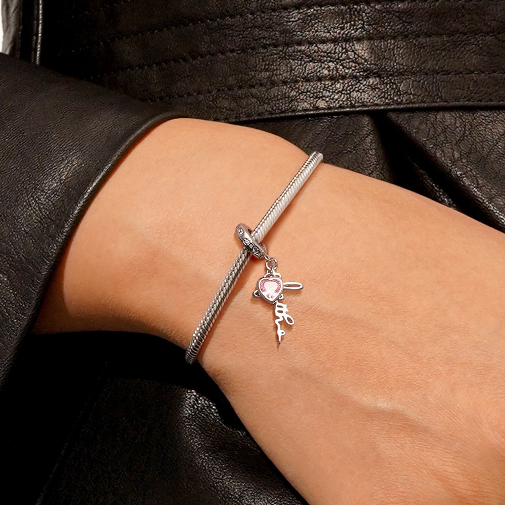 Gnoce Pink Heart Faith Pendant Dangle Charm_5