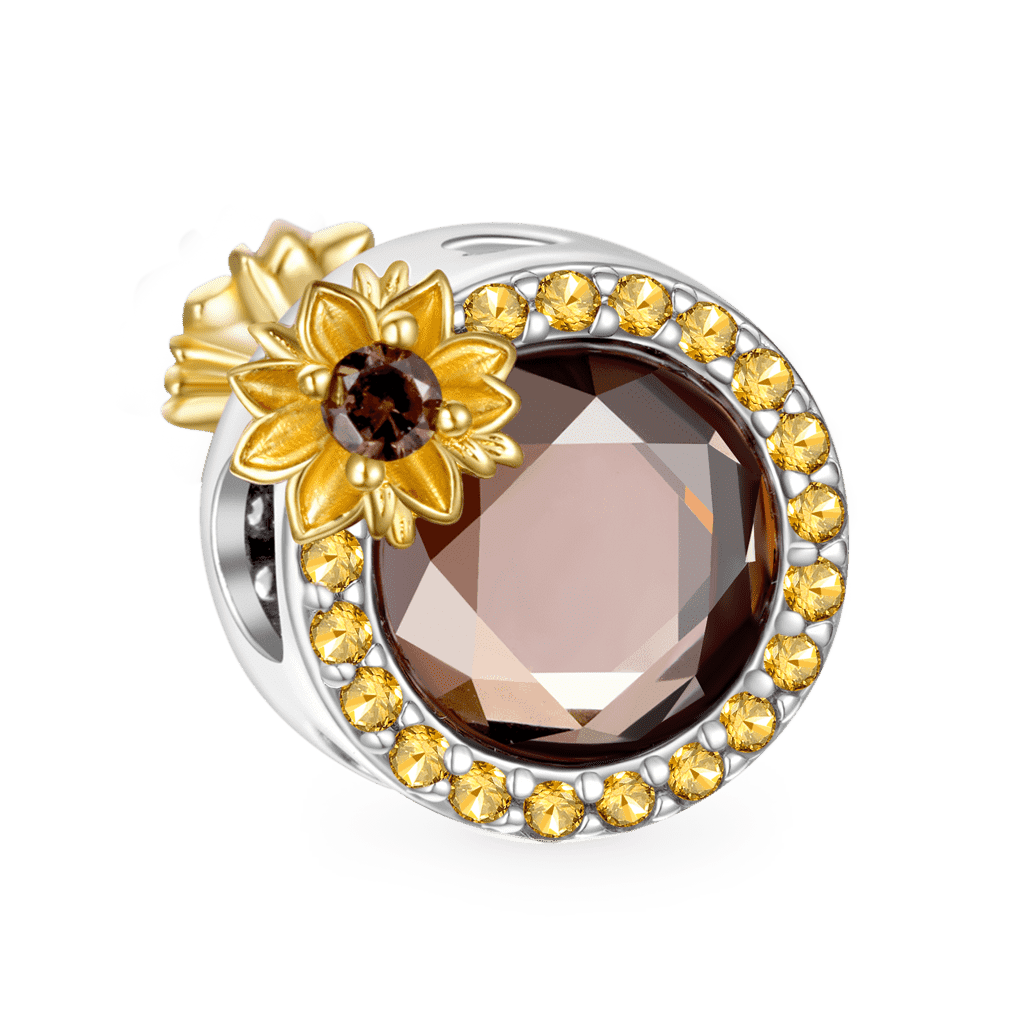 Gnoce Sunflower Round-cut Smoky Zircon Charm_2