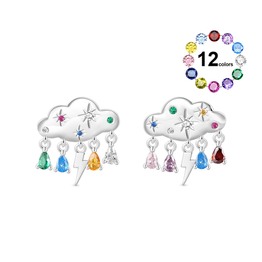 Gnoce Cloud Raindrop Birthstone Stud Earrings_1