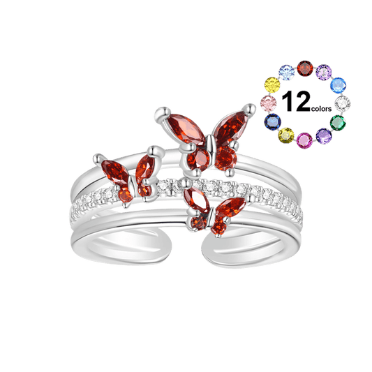 Gnoce Elegant Birthstone Butterfly Open Ring_1
