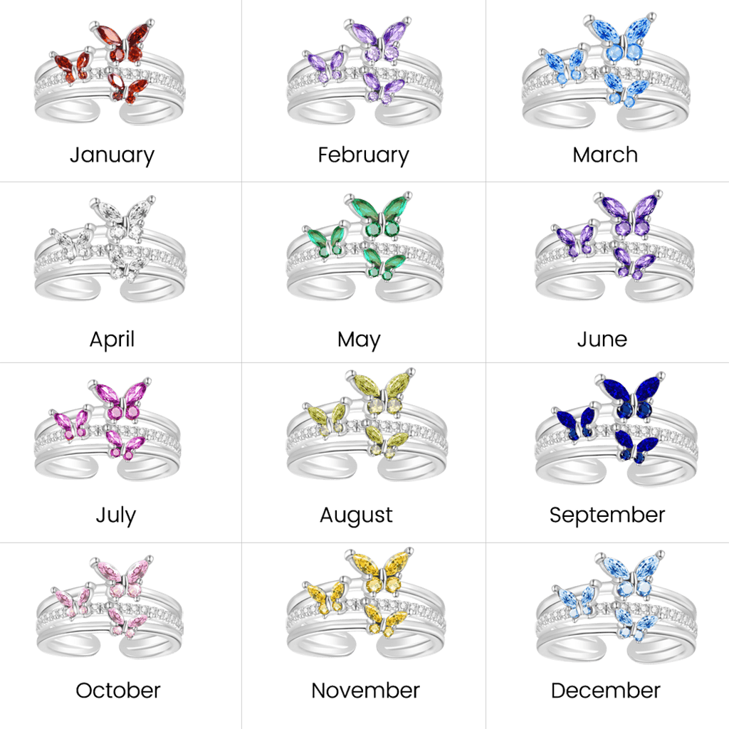 Gnoce Elegant Birthstone Butterfly Open Ring_3