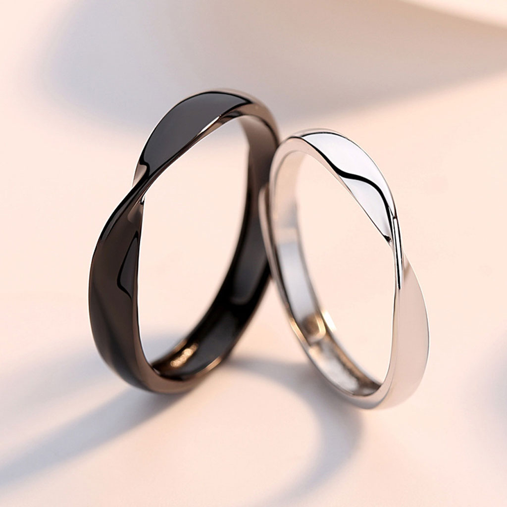 Gnoce Mobius Black & White Couple Rings_2