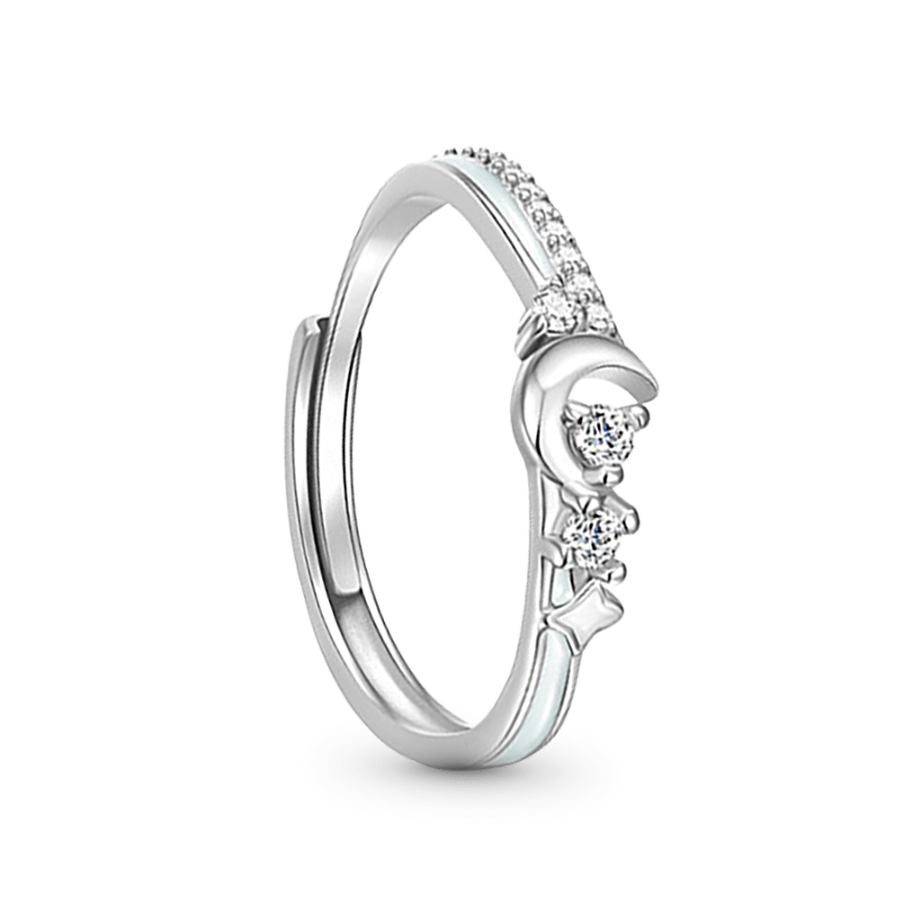 Gnoce Glowing Band Moon Adjustable Couple Rings_3