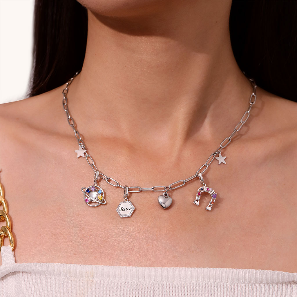 Gnoce Hexagon Sister Family Clasp Clusters Charm_5