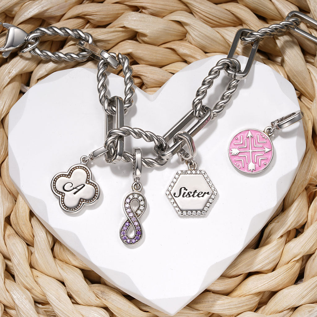 Gnoce Hexagon Sister Family Clasp Clusters Charm_3