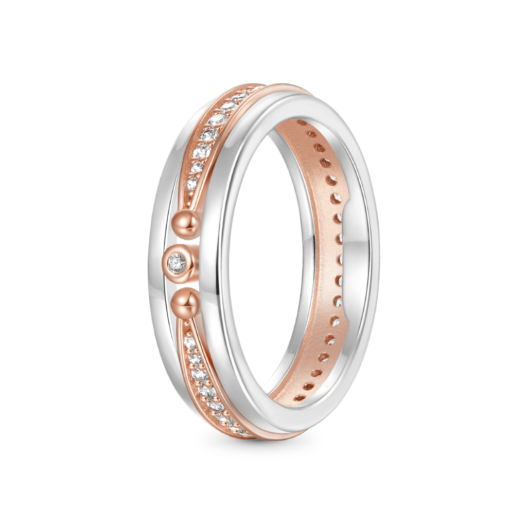 Gnoce Birthstone Linear Diamond Studded Rose Gold Ring_2