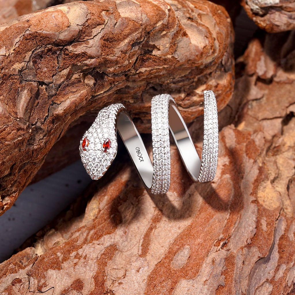 Gnoce Brilliant Diamond Pave Snake Wrap Rings_3