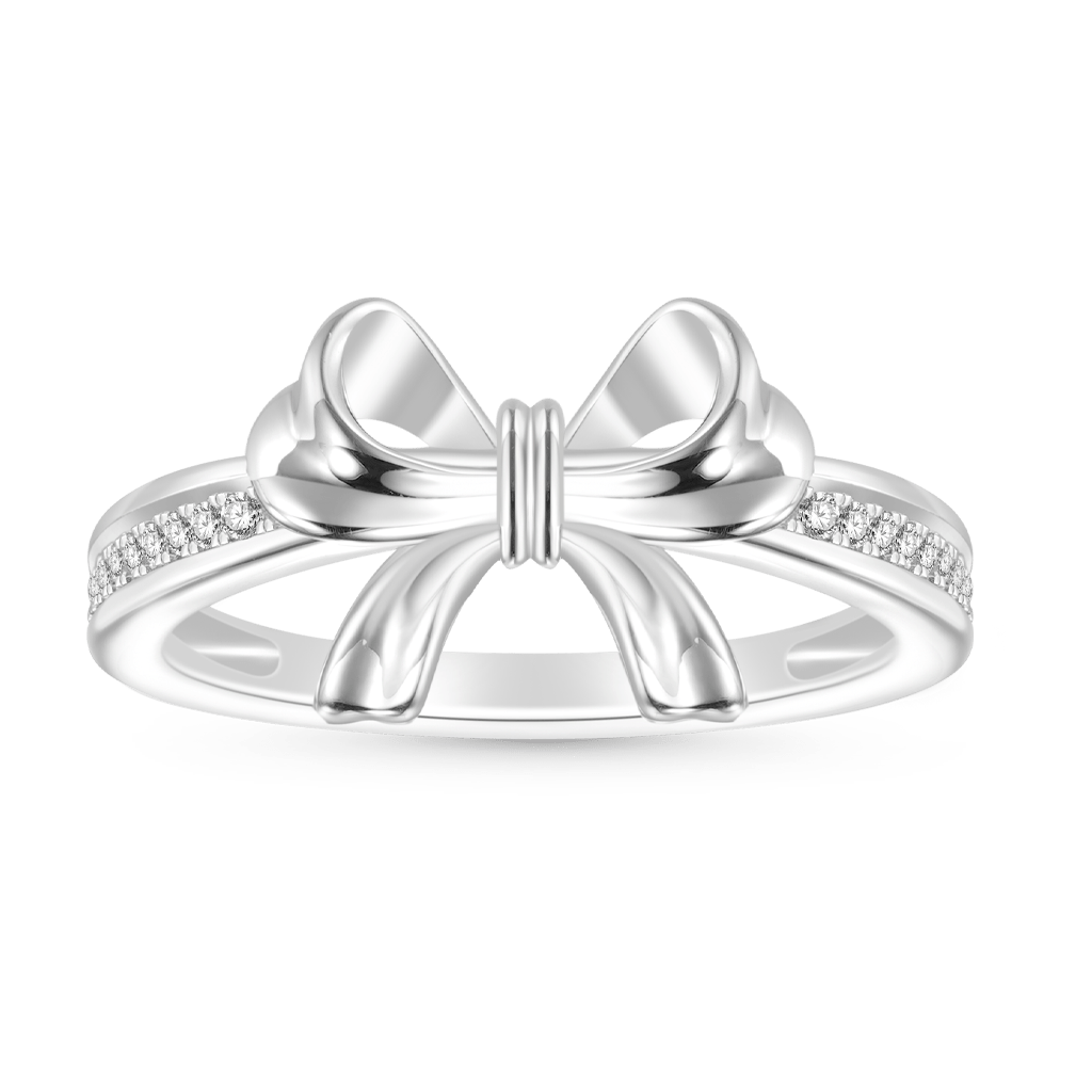 Gnoce Sterling Silver Diamond Bow Ring_1
