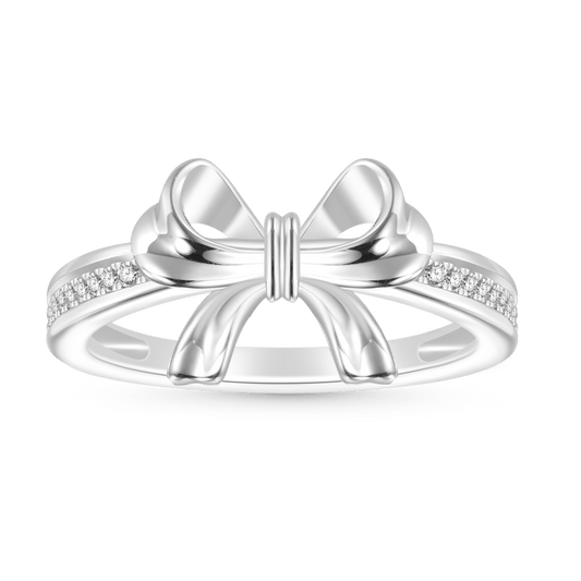 Gnoce Sterling Silver Diamond Bow Ring_1