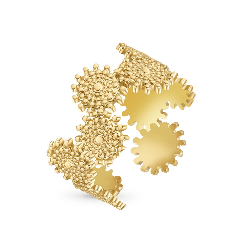 Gnoce Stunning Texture Stitching Gold Adjustable Ring_2
