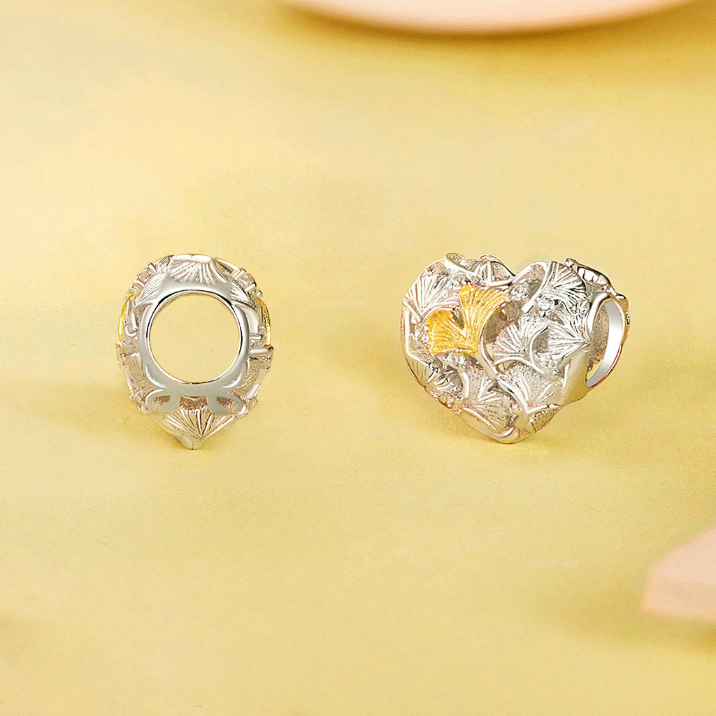 Gnoce Ginkgo Leaves Spliced with Love Heart Charm_2