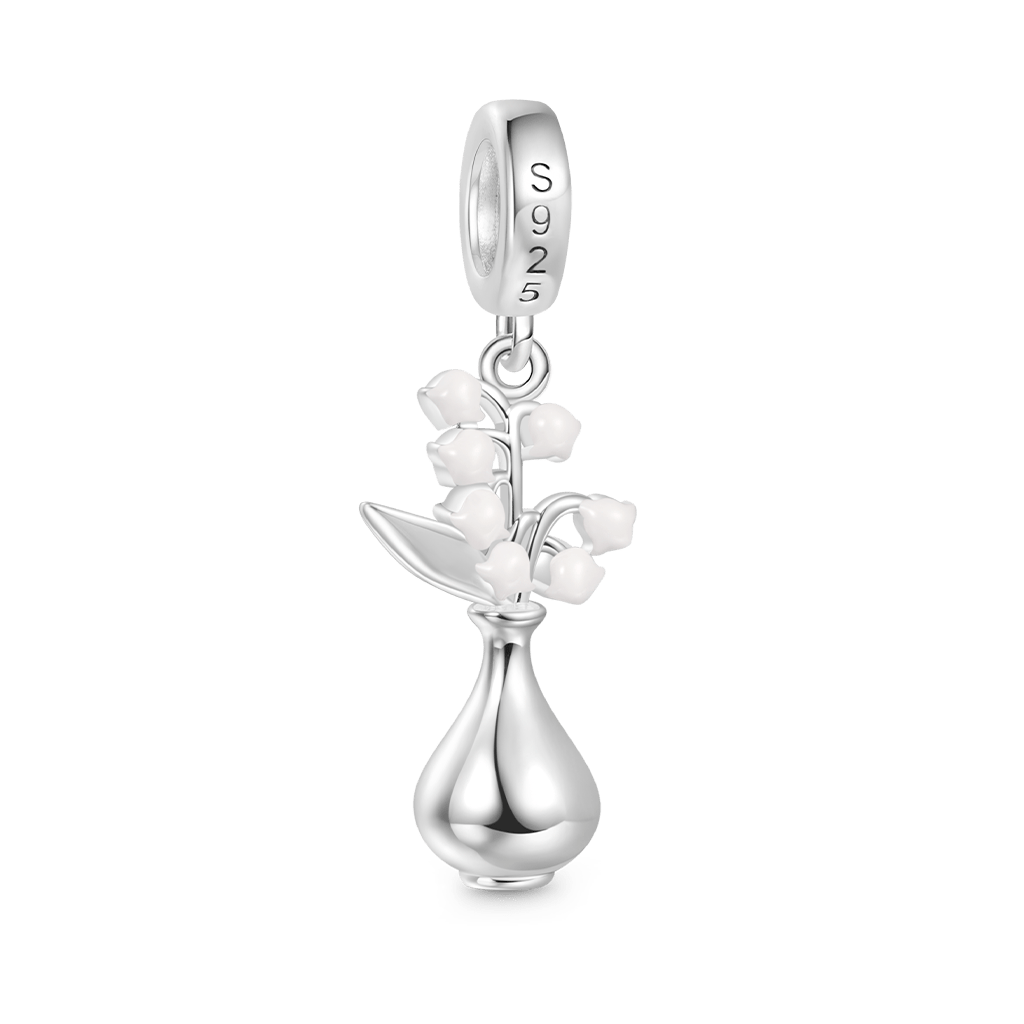 Gnoce Vase Lily of the Valley Pendant Dangle Charm_2