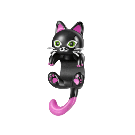 Gnoce Glow-in-the-Dark Pink Tail Black Cat Charm_1