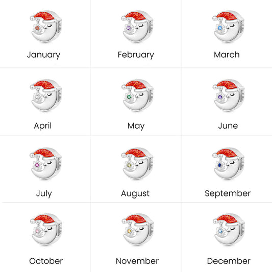 Gnoce Christmas Engravable Moon Birthstone Snowflake Charm_7