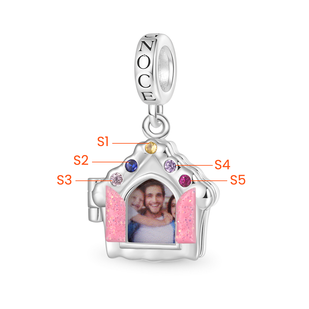 Gnoce Family Love House Birthstone Personalized Photo Charm_4