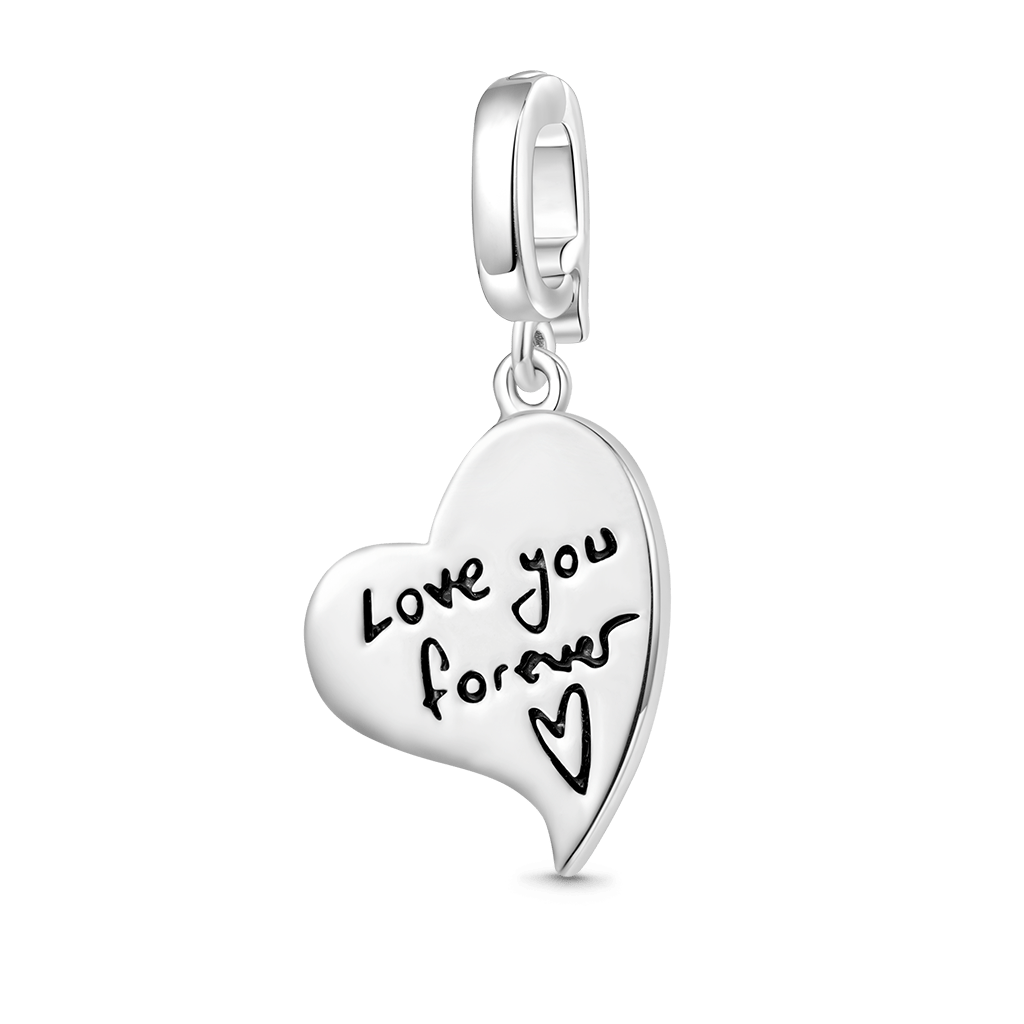 Gnoce Engravable ‘Love you forever’ Heart Anniversary Clasp Clusters Charm_2