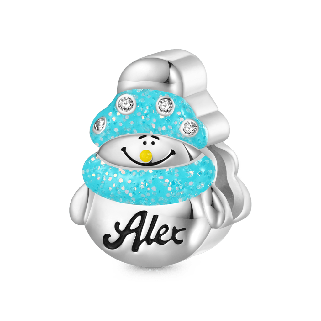 Gnoce Christmas Snowman Wearing Scarf Engravable Charm_1