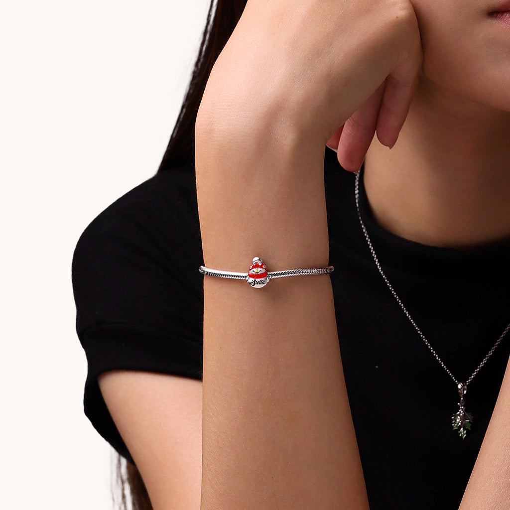 Gnoce Christmas Snowman Wearing Scarf Engravable Charm_5