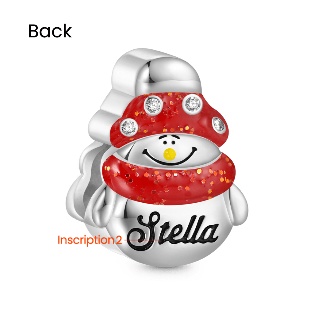 Gnoce Christmas Snowman Wearing Scarf Engravable Charm_3