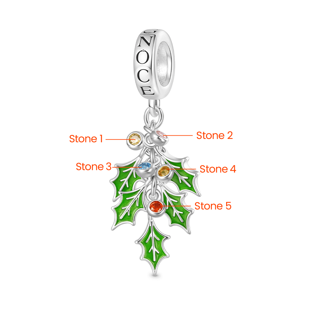 Gnoce Christmas Green Holly Berries Birthstone Pendant Dangle Charm_2