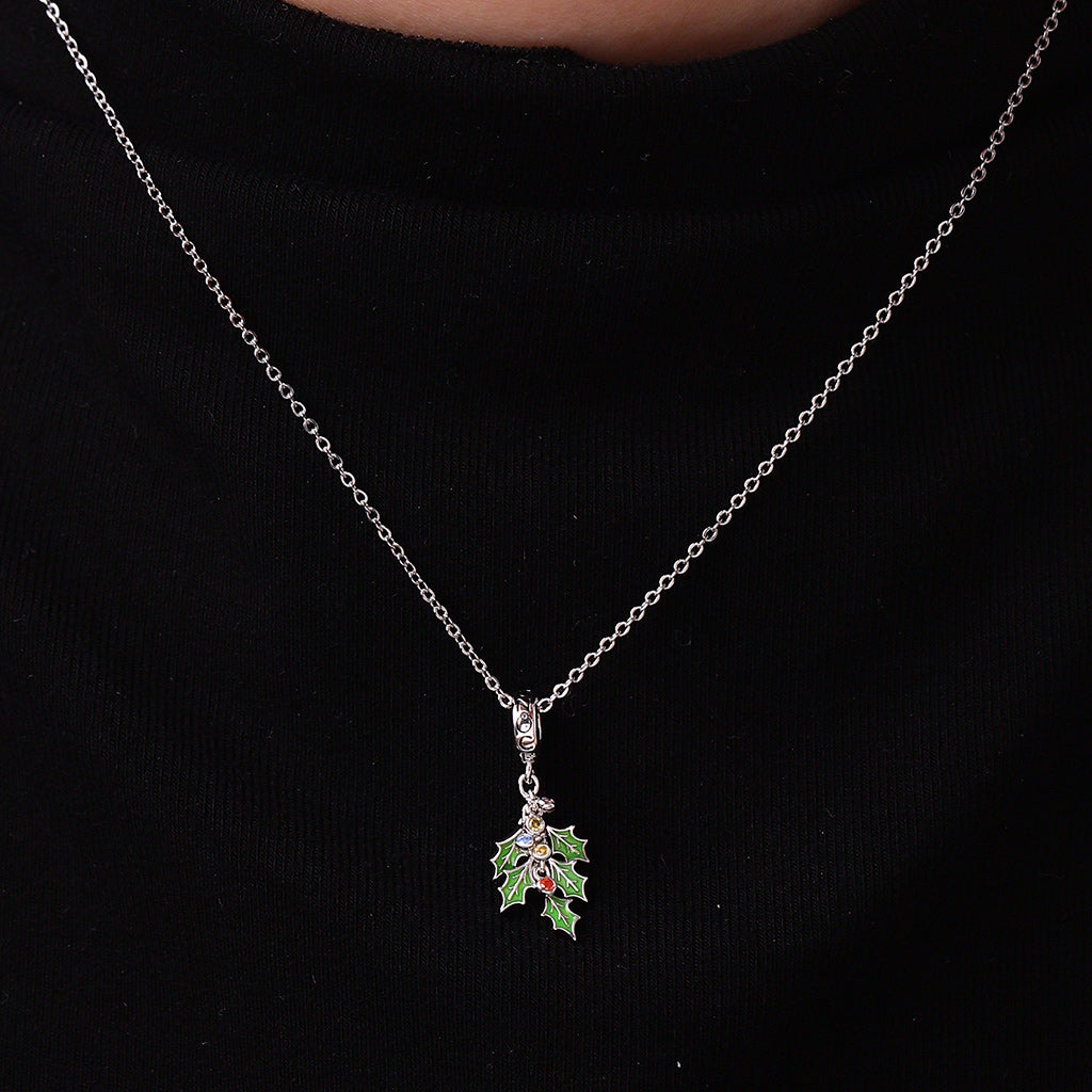 Gnoce Christmas Green Holly Berries Birthstone Pendant Dangle Charm_6