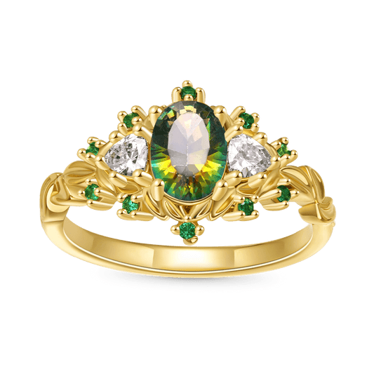 Gnoce Luxury Secret Garden Teal Oval Diamond Ring_1